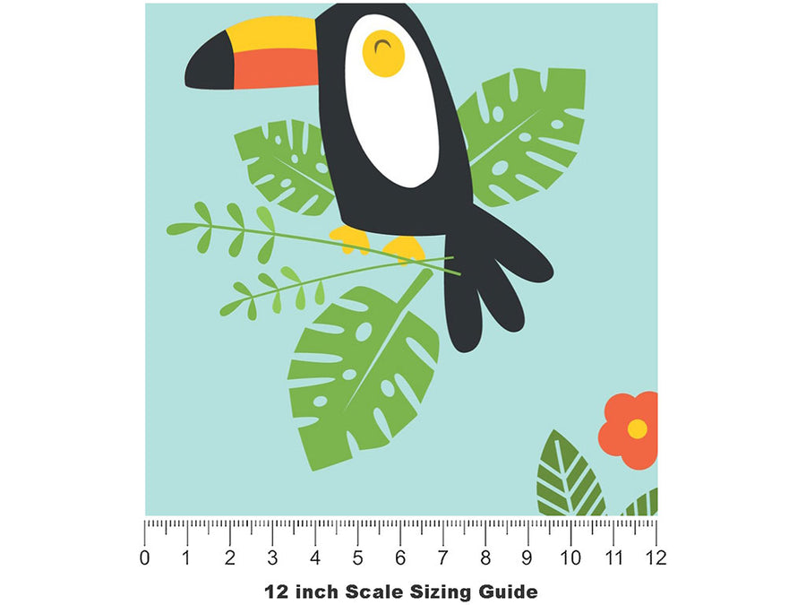 Happy Tropics Birds Vinyl Film Pattern Size 12 inch Scale~Rwraps Happy Tropics Birds Sizing Chart~2