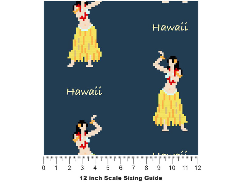 Hawaii Hula Americana Vinyl Film Pattern Size 12 inch Scale~Rwraps Hawaii Hula Americana Sizing Chart~3