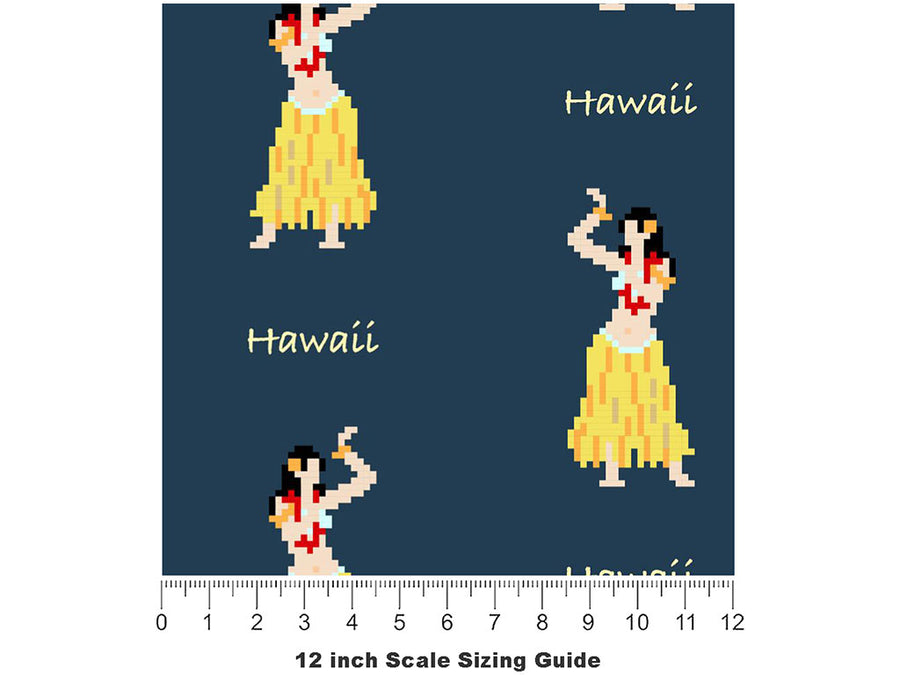 Hawaii Hula Americana Vinyl Film Pattern Size 12 inch Scale~Rwraps Hawaii Hula Americana Sizing Chart~3