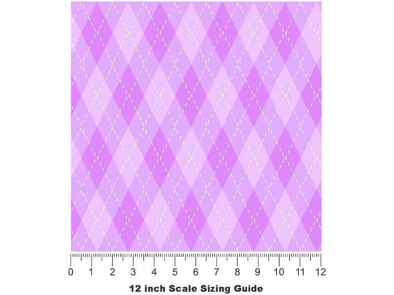 Heliotrope Dance Argyle Vinyl Film Pattern Size 12 inch Scale~Rwraps Heliotrope Dance Argyle Sizing Chart~2