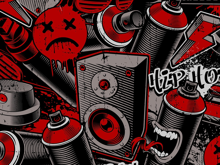 Hip Hop Beats Graffiti Vinyl Wrap Pattern~Rwraps Series 914 Digitally Printed Vinyl Wrap~0