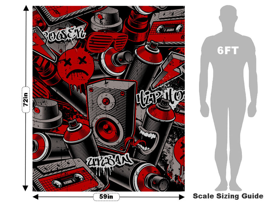 Hip Hop Beats Graffiti Vehicle Wrap Scale~Rwraps Series 914 Hip Hop Beats Graffiti Measurements~1
