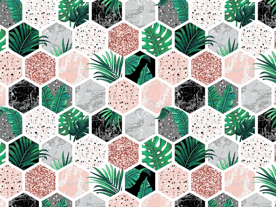 Hollyhock Hexagonal Tile Vinyl Wrap Pattern~Rwraps Series 914 Digitally Printed Vinyl Wrap~0
