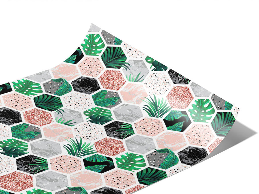Hollyhock Hexagonal Tile Vinyl Wraps~Rwraps Series 914 Digitally Printed Vinyl Wrap~1