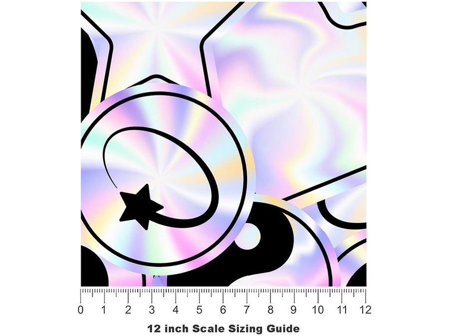Holographic Aliens Sticker Bomb Vinyl Film Pattern Size 12 inch Scale~Rwraps Holographic Aliens Sticker Bomb Sizing Chart~3