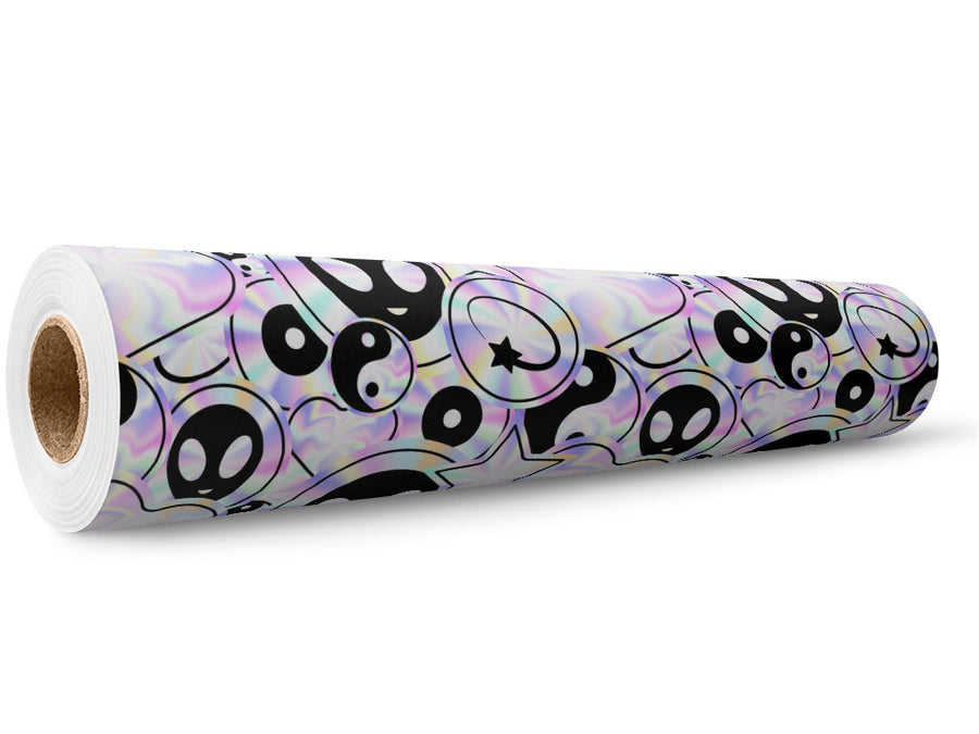 Holographic Aliens Sticker Bomb Wrap Film Wholesale Roll~Rwraps Series 914 Digitally Printed Vinyl Roll~5