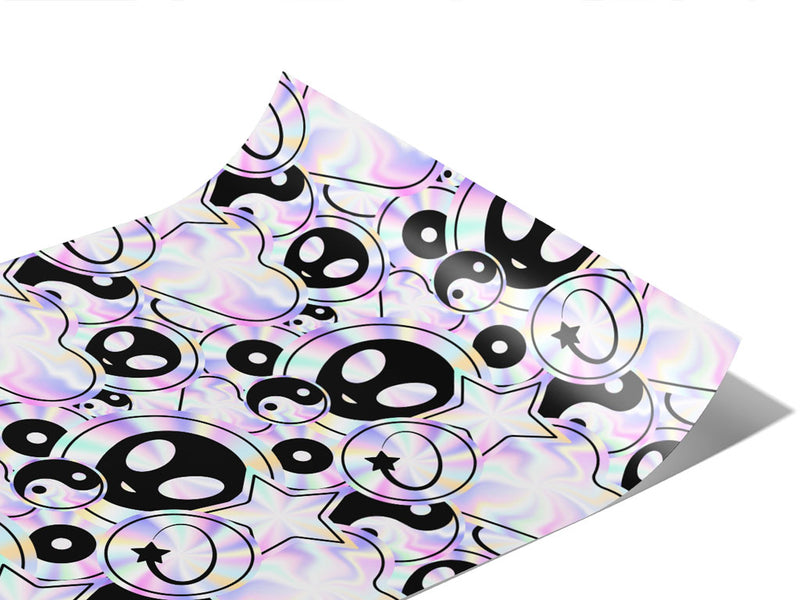 Holographic Aliens Sticker Bomb Vinyl Wraps~Rwraps Series 914 Digitally Printed Vinyl Wrap~1