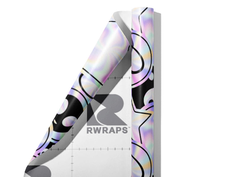 Holographic Aliens Sticker Bomb Wrap Film Sheets~Rwraps Series 914 Holographic Aliens Sticker Bomb Scrolled Sheet~4