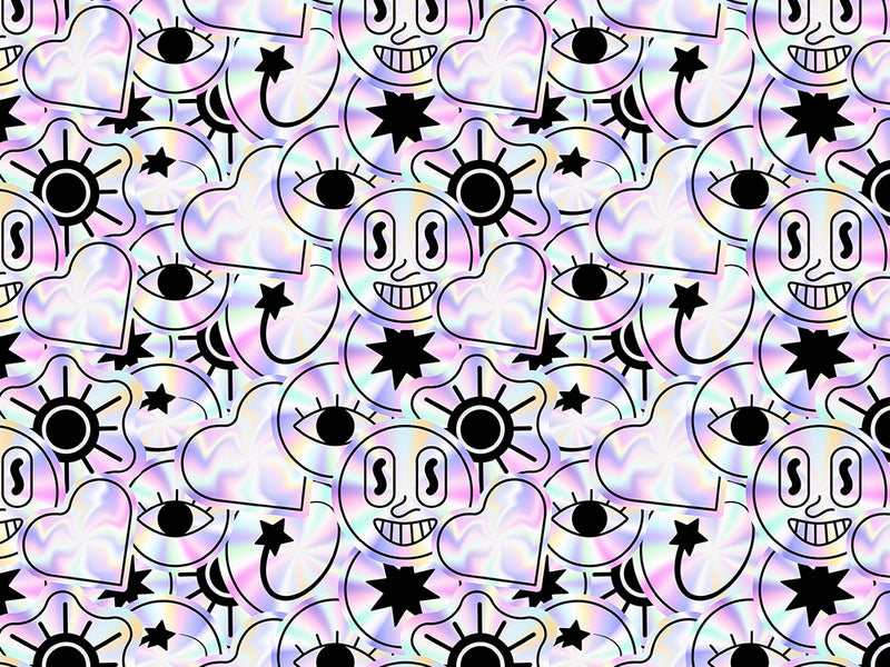 Holographic Earth Sticker Bomb Vinyl Wrap Pattern~Rwraps Series 914 Digitally Printed Vinyl Wrap~0