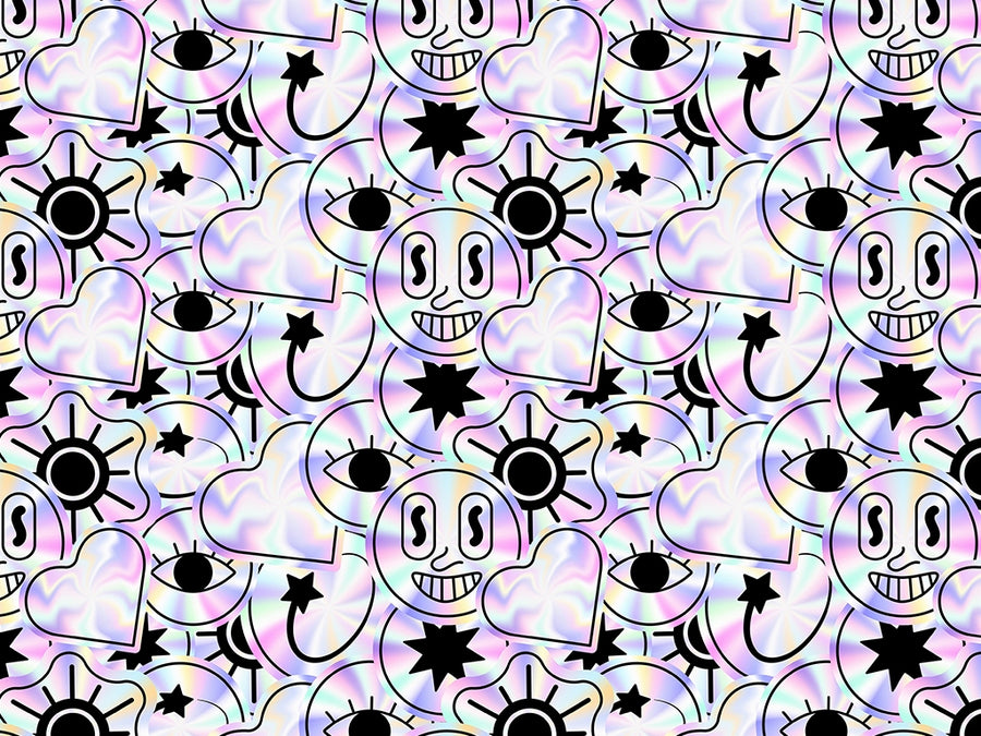 Holographic Earth Sticker Bomb Vinyl Wrap Pattern~Rwraps Series 914 Digitally Printed Vinyl Wrap~0