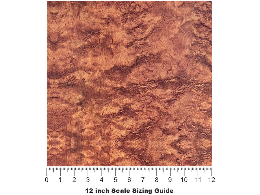 Honey Burlwood Woodgrain Vinyl Film Pattern Size 12 inch Scale~Rwraps Honey Burlwood Woodgrain Sizing Chart~3