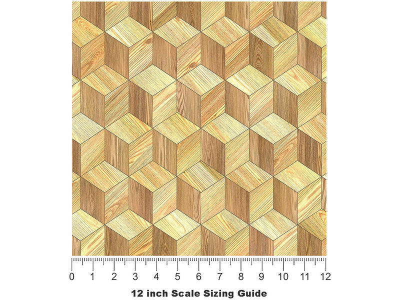 Honey Maple Wooden Parquet Vinyl Film Pattern Size 12 inch Scale~Rwraps Honey Maple Wooden Parquet Sizing Chart~3