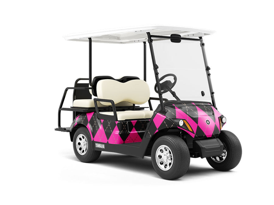 Hot Neon Argyle Wrapped Golf Cart