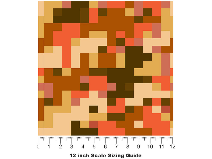 Hunter Orange Pixel Vinyl Film Pattern Size 12 inch Scale~Rwraps Hunter Orange Pixel Sizing Chart~2