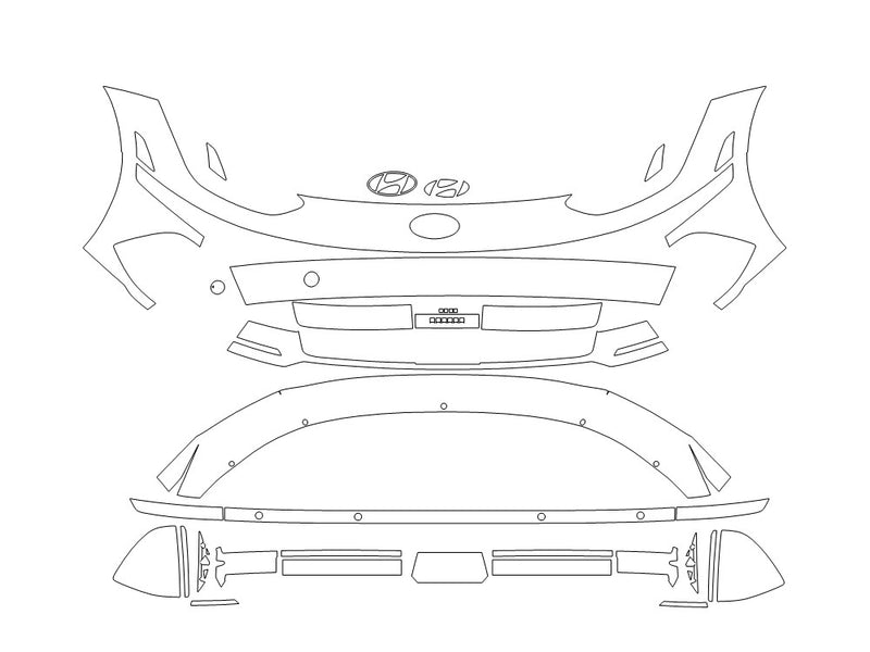 ioniq Avery Dennison Clear Bra Bumper Precut PPF Diagram