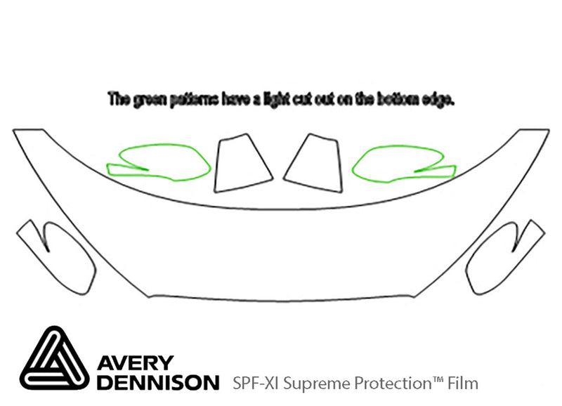 veloster Avery Dennison Clear Bra Hood Precut PPF Diagram
