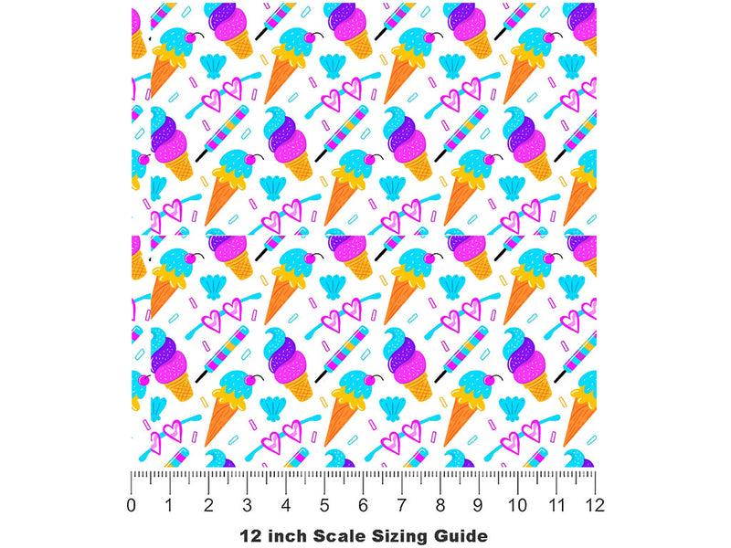 Ice Cream Summertime Vinyl Film Pattern Size 12 inch Scale~Rwraps Ice Cream Summertime Sizing Chart~2