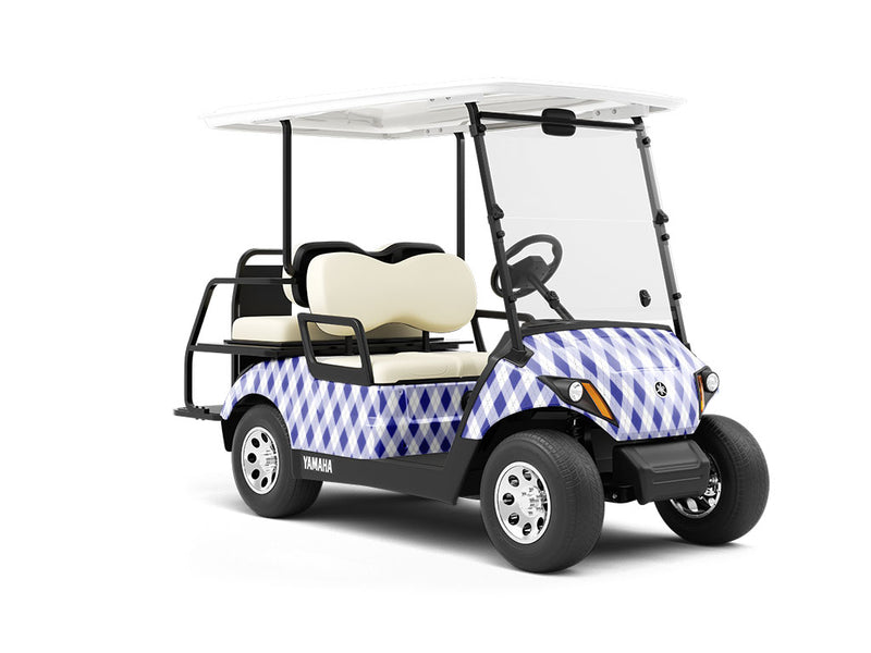 In the Navy Argyle Wrapped Golf Cart