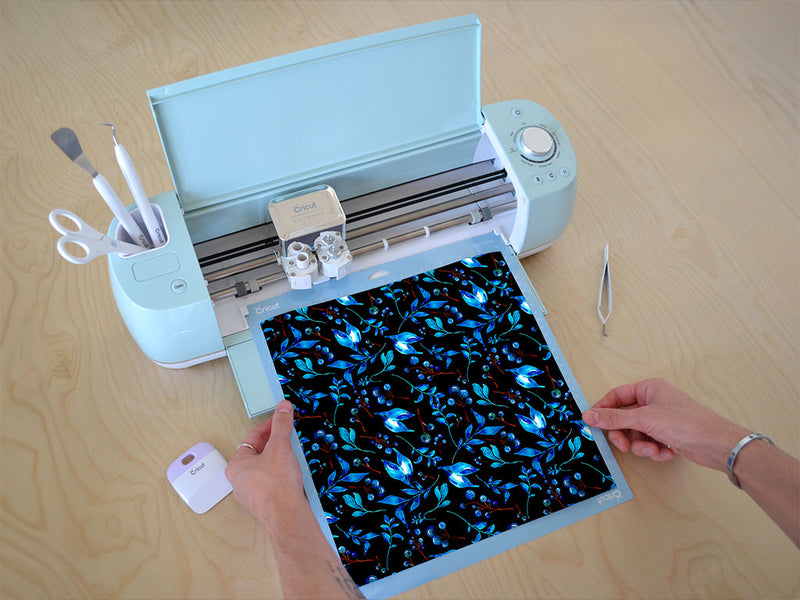 indigo holly floral Cricut Compatible Vinyl