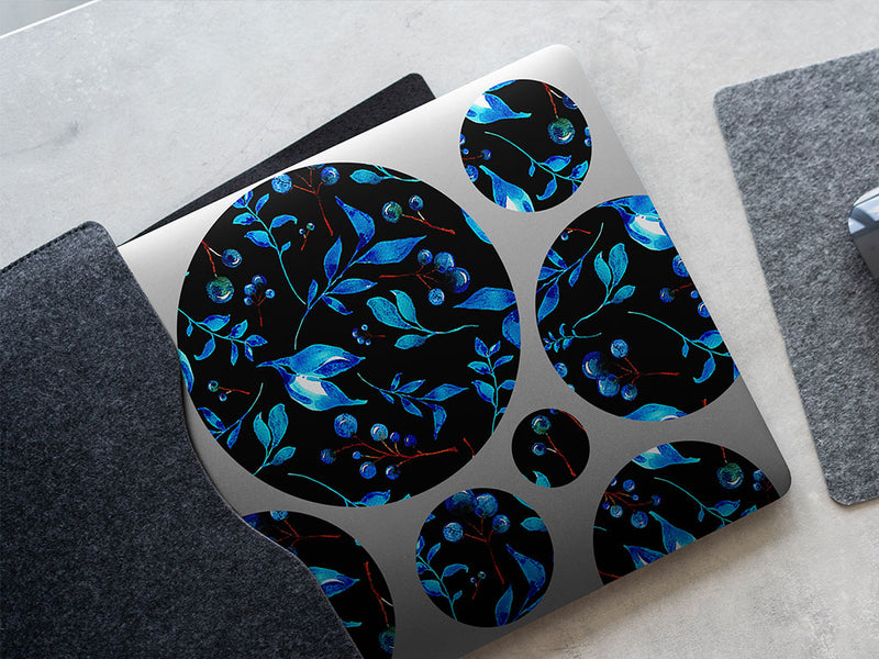 indigo holly floral DIY Laptop Stickers
