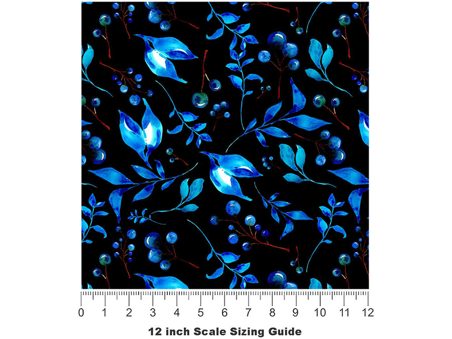 Indigo Holly Floral Vinyl Film Pattern Size 12 inch Scale~Rwraps Indigo Holly Floral Sizing Chart~2