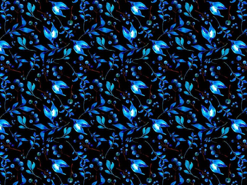 Indigo Holly Floral Vinyl Wrap Pattern~Rwraps Series 914 Digitally Printed Vinyl Wrap~0
