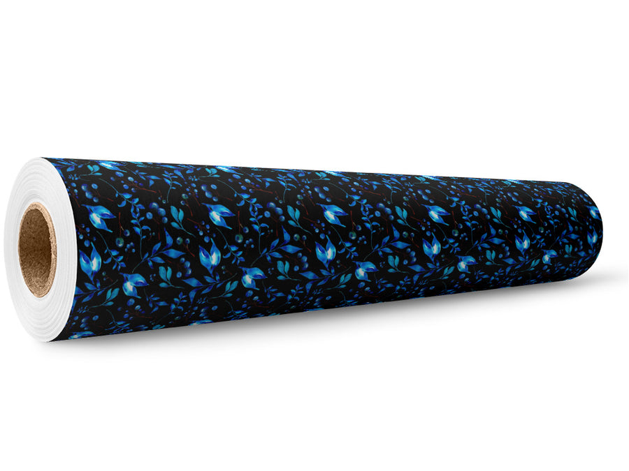 Indigo Holly Floral Wrap Film Wholesale Roll~Rwraps Series 914 Digitally Printed Vinyl Roll~5