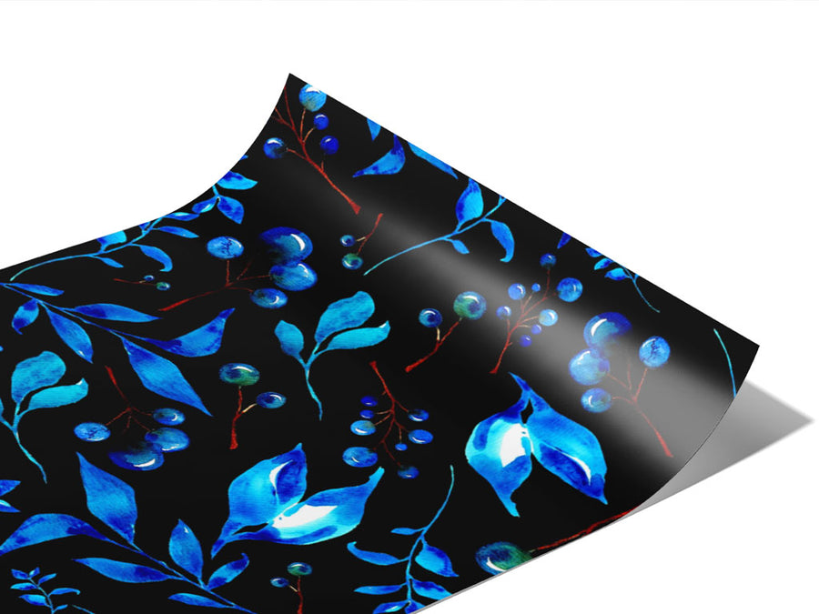 Indigo Holly Floral Vinyl Wraps~Rwraps Series 914 Digitally Printed Vinyl Wrap~0