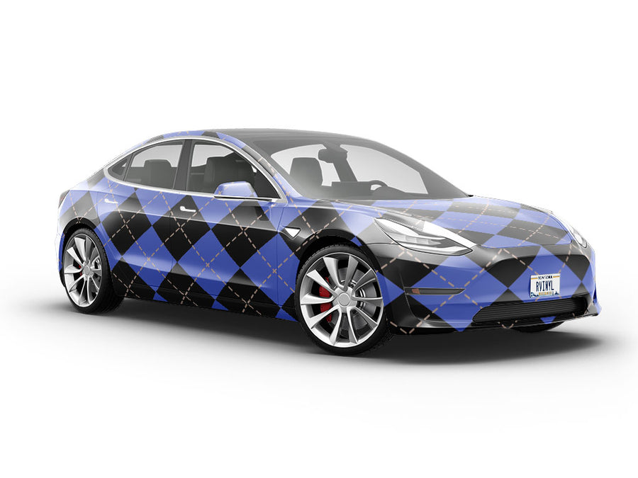 Indigo Night Argyle Vehicle Vinyl Wrap