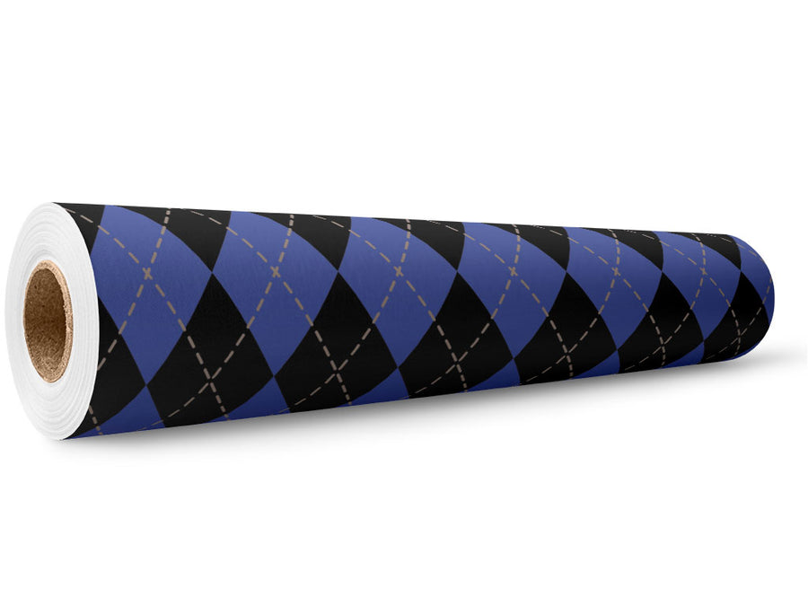 Indigo Night Argyle Wrap Film Wholesale Roll~Rwraps Series 914 Digitally Printed Vinyl Roll~5