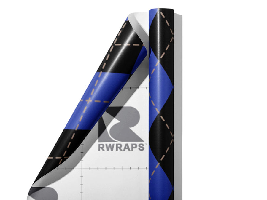 Indigo Night Argyle Wrap Film Sheets~Rwraps Series 914 Indigo Night Argyle Scrolled Sheet~3