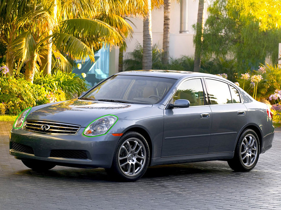 infiniti g35 2003-2006 (sedan) Headlight Protection Installation Location
