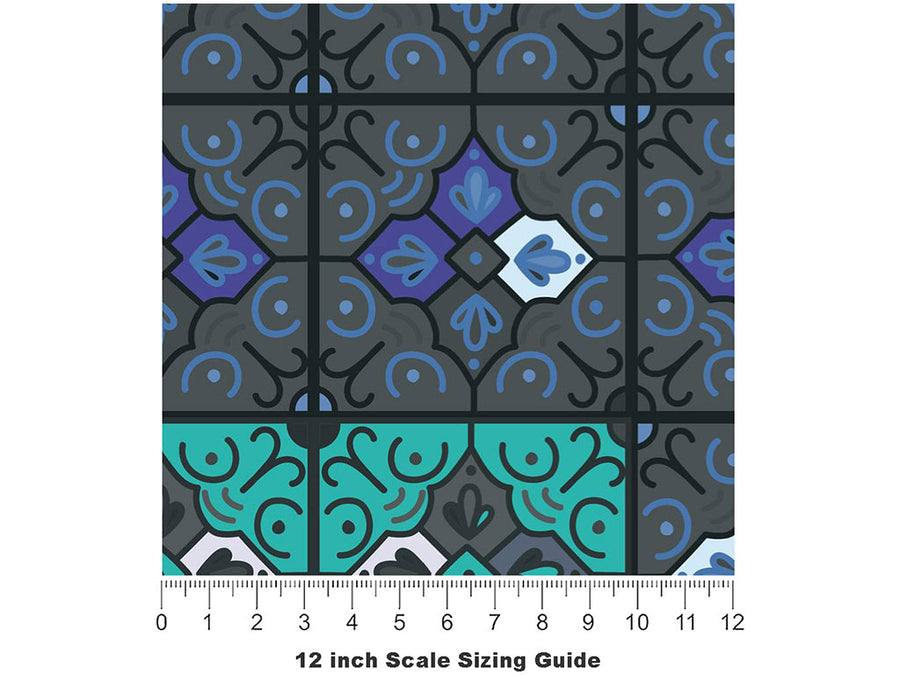 Iris Tile Vinyl Film Pattern Size 12 inch Scale~Rwraps Iris Tile Sizing Chart~3
