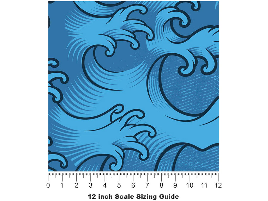 Japanese Waves Asian Vinyl Film Pattern Size 12 inch Scale~Rwraps Japanese Waves Asian Sizing Chart~2