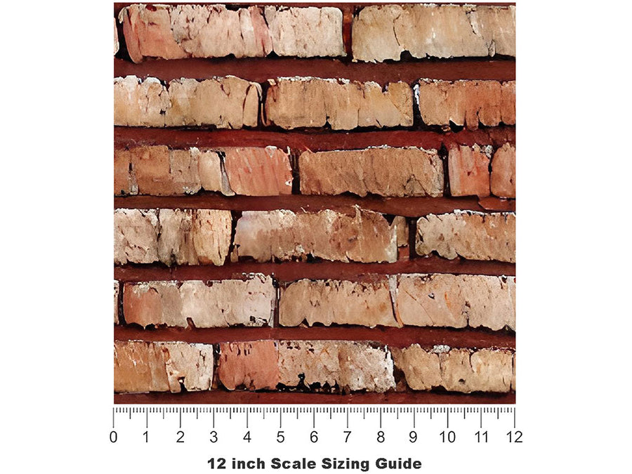 Jasper Orange Brick Vinyl Film Pattern Size 12 inch Scale~Rwraps Jasper Orange Brick Sizing Chart~3
