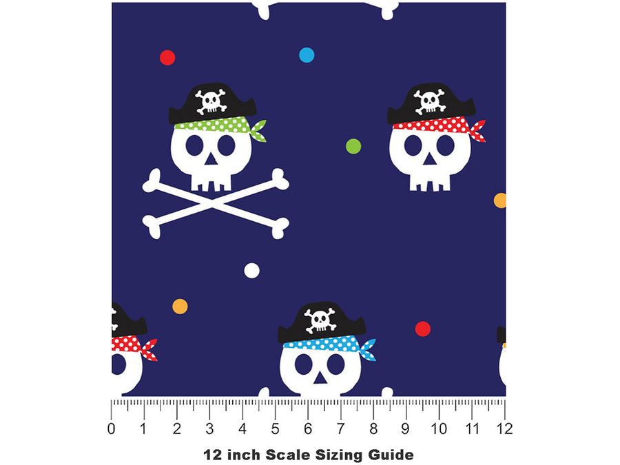 Jolly Roger Pirate Vinyl Film Pattern Size 12 inch Scale~Rwraps Jolly Roger Pirate Sizing Chart~2