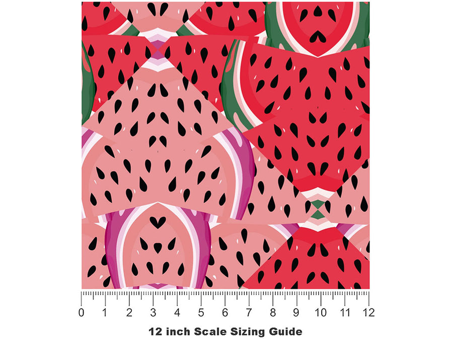 Juicy Watermelon Mosaic Vinyl Film Pattern Size 12 inch Scale~Rwraps Juicy Watermelon Mosaic Sizing Chart~2