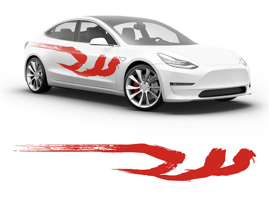 3M Light Red Kanji Body Graphic~Full Side Auto Decal Kit~0