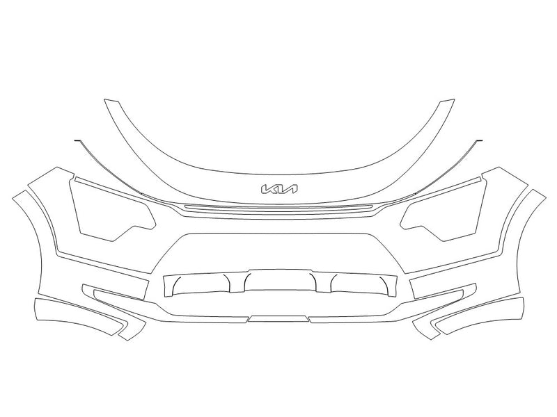 niro Avery Dennison Clear Bra Bumper Precut PPF Diagram