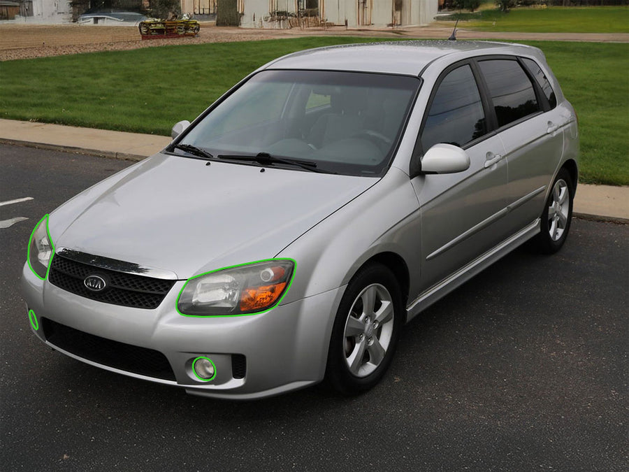 kia spectra 2004-2009 Headlight Protection Installation Location