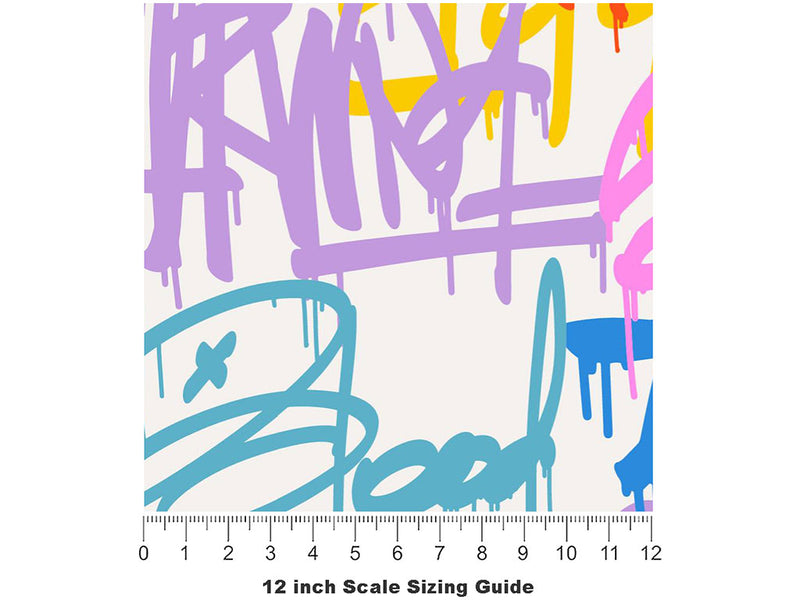 King Star Graffiti Vinyl Film Pattern Size 12 inch Scale~Rwraps King Star Graffiti Sizing Chart~3