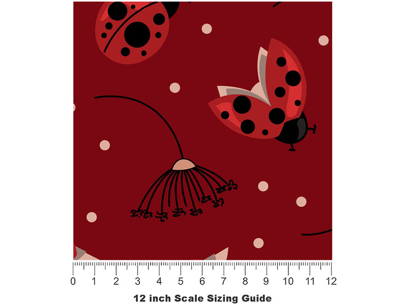 Ladies in Red Bug Vinyl Film Pattern Size 12 inch Scale~Rwraps Ladies in Red Bug Sizing Chart~2