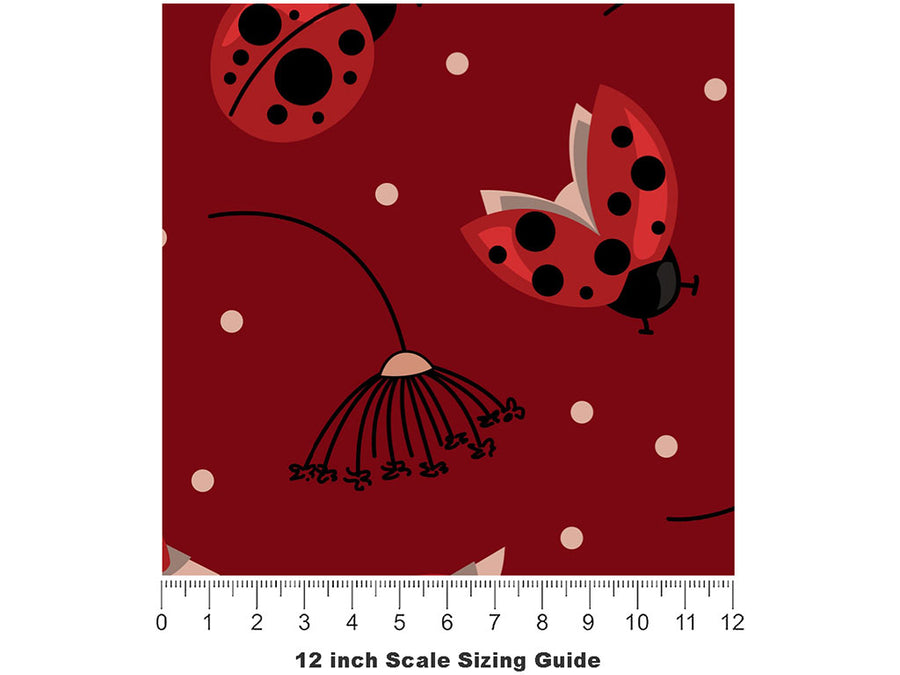 Ladies in Red Bug Vinyl Film Pattern Size 12 inch Scale~Rwraps Ladies in Red Bug Sizing Chart~2