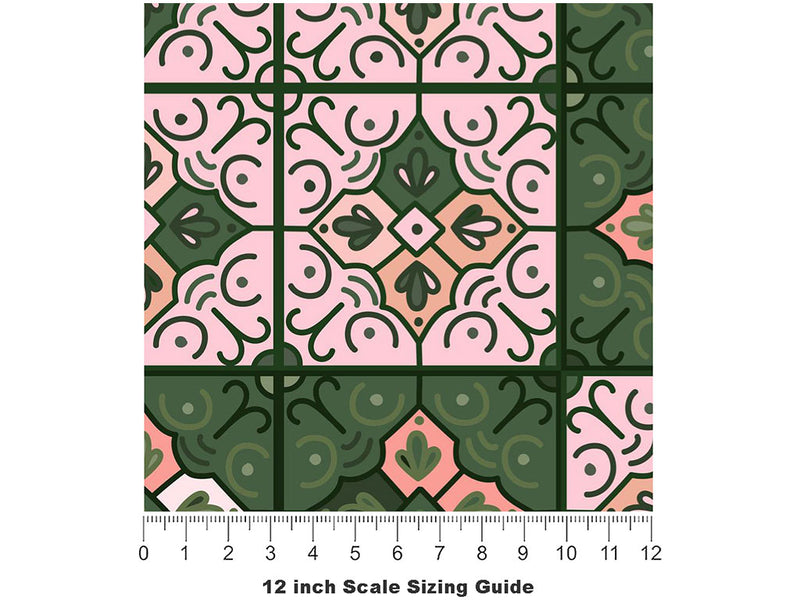 Lady's Mantle Tile Vinyl Film Pattern Size 12 inch Scale~Rwraps Lady's Mantle Tile Sizing Chart~3