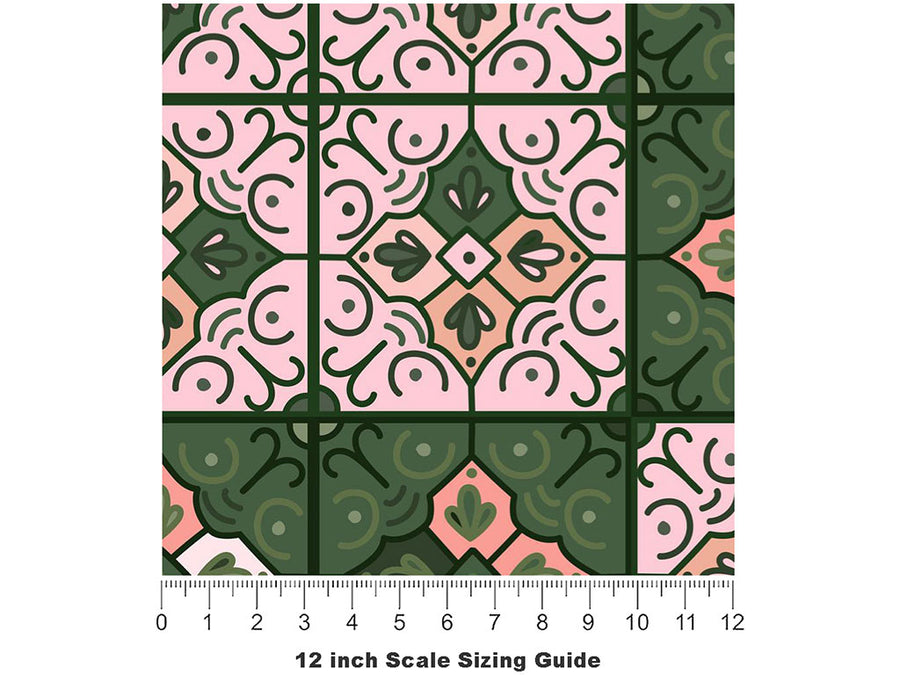 Lady's Mantle Tile Vinyl Film Pattern Size 12 inch Scale~Rwraps Lady's Mantle Tile Sizing Chart~3