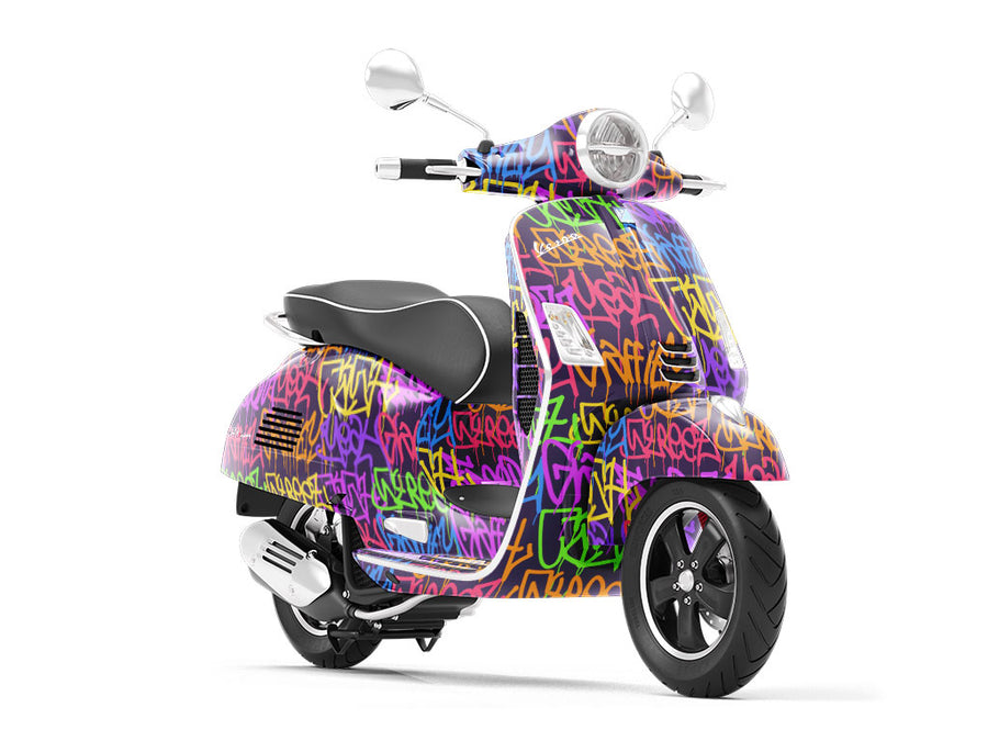 Large Columns Graffiti Vespa Scooter Wrap Film