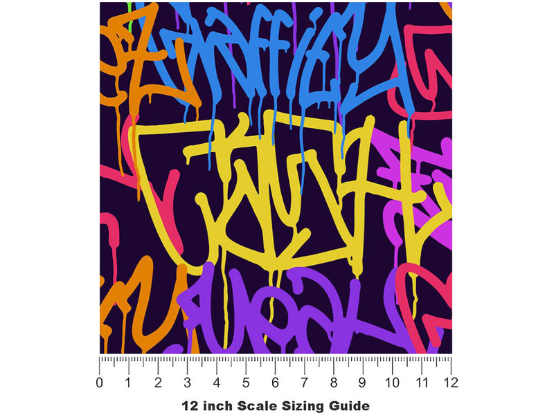 Large Columns Graffiti Vinyl Film Pattern Size 12 inch Scale~Rwraps Large Columns Graffiti Sizing Chart~3
