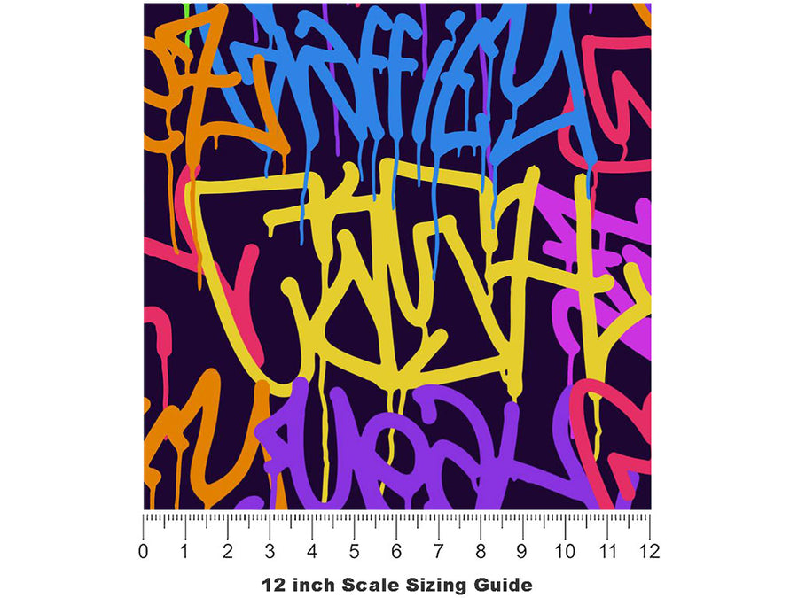 Large Columns Graffiti Vinyl Film Pattern Size 12 inch Scale~Rwraps Large Columns Graffiti Sizing Chart~3