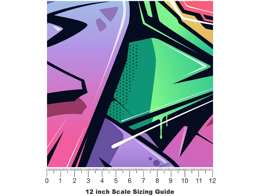 Large Twisted Sister Graffiti Vinyl Film Pattern Size 12 inch Scale~Rwraps Large Twisted Sister Graffiti Sizing Chart~2