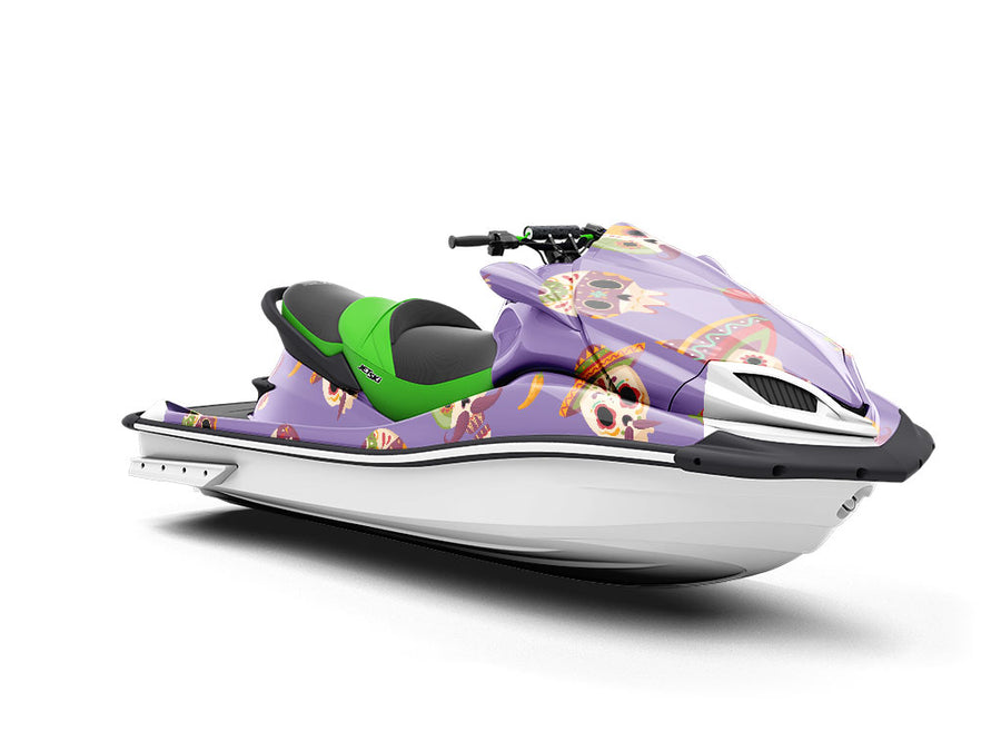 Lavender Calaveras Day of the Dead Jet Ski Vinyl Customized Wrap
